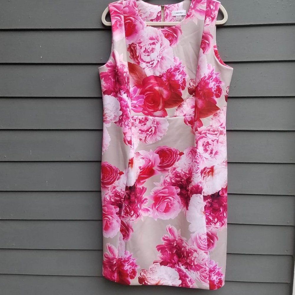 Calvin Klein Pink Floral Midi Dress